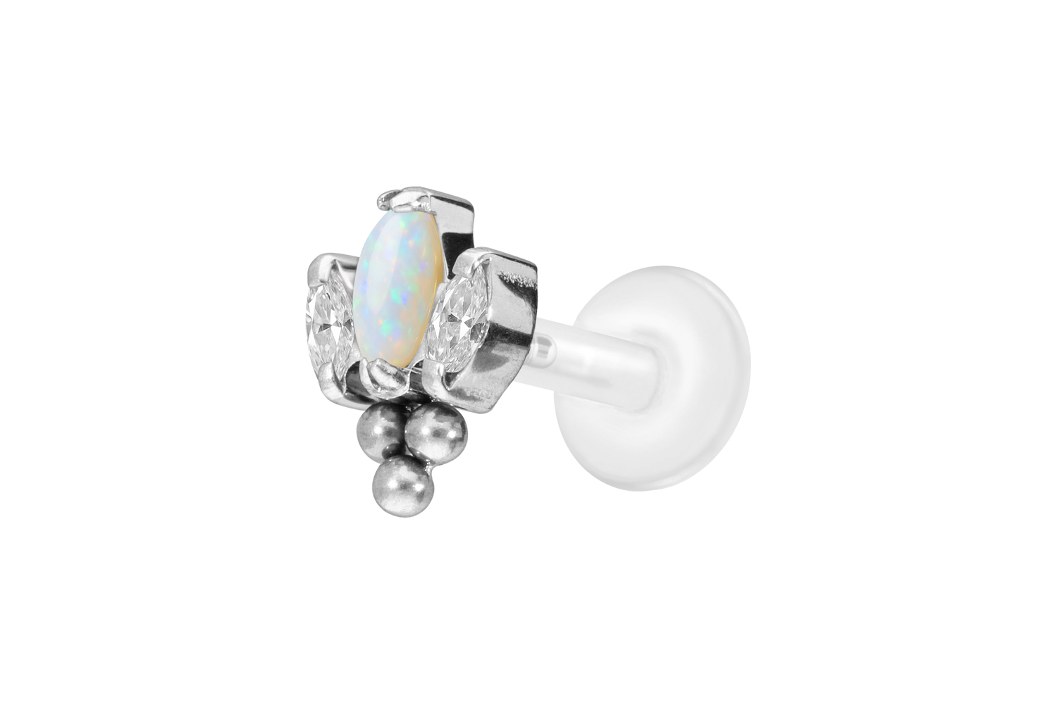 PTFE Labret with Internal Thread + Titanium Top LOTUS + 3 BALLS